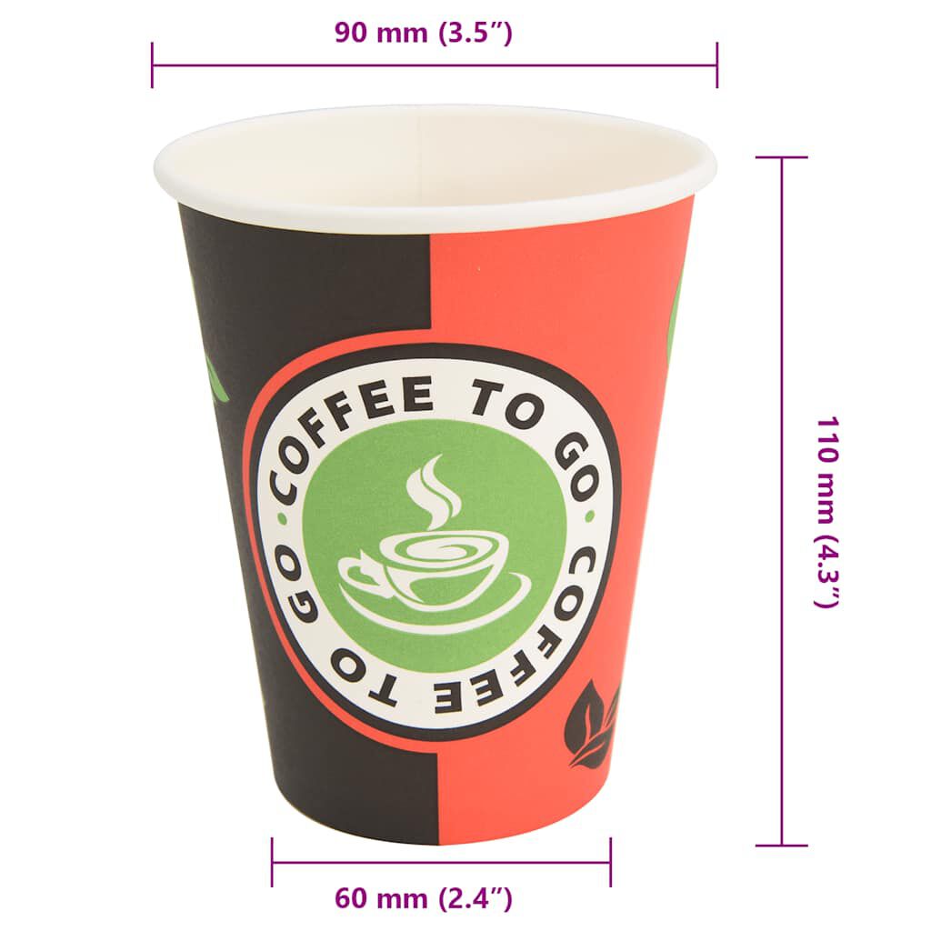 vidaXL papirkaffekopper 1000 stk. 12oz 300ml rød og sort