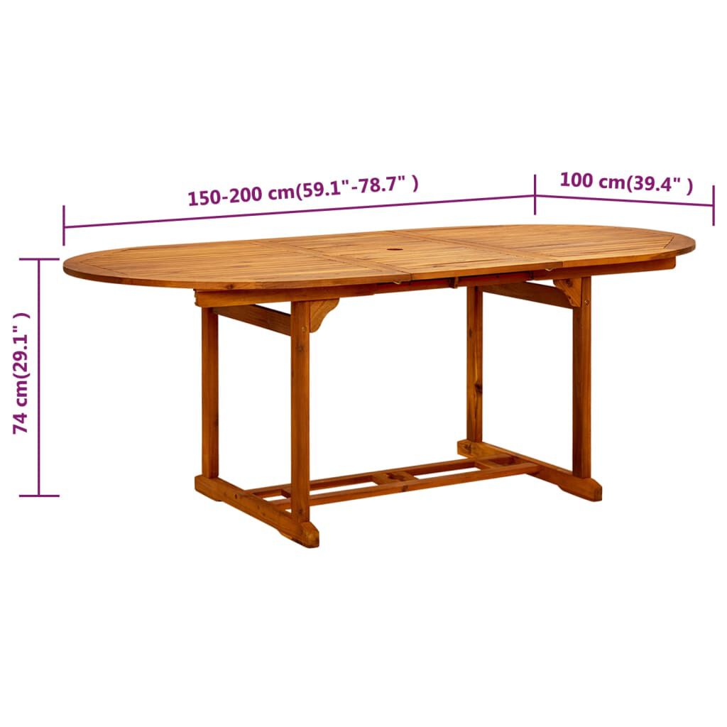 vidaXL havebord 200x100x75 cm massivt akacietræ
