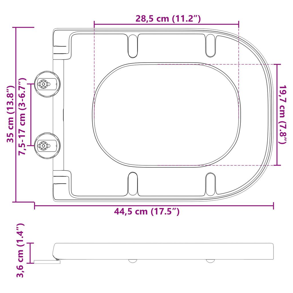 vidaXL Quick Release Toiletsæde med Soft Close Duroplast Grå