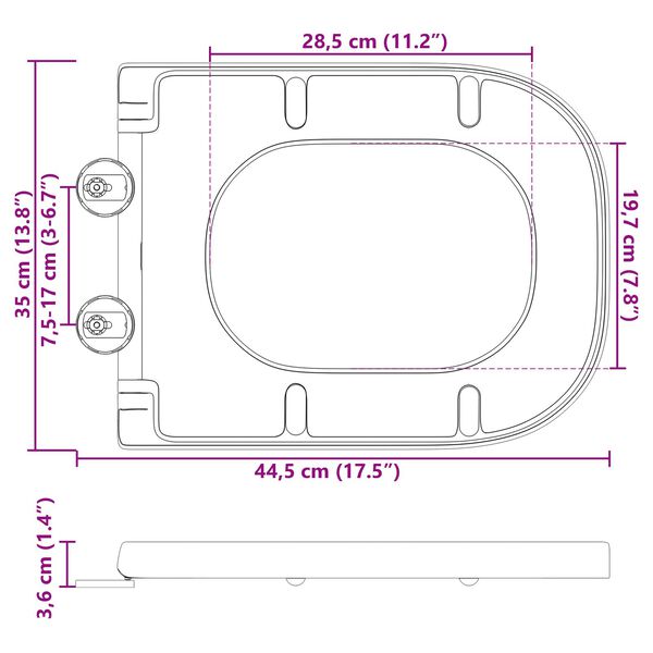 vidaXL Quick Release Toiletsæde med Soft Close Duroplast Grå