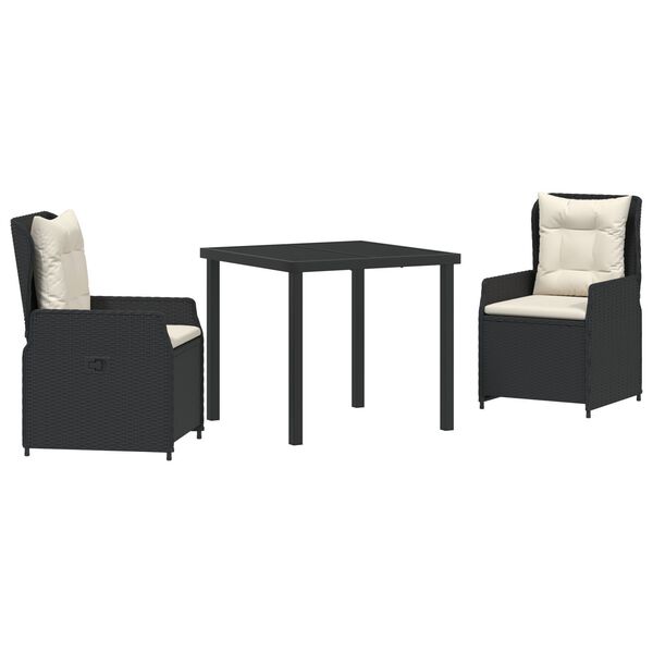 vidaXL 5 Stk Havemøbler Spisesæt Beige Polyrattan&&vidaXL Havemøbel Bord Sort 140x80x73 cm Tempereret Glas