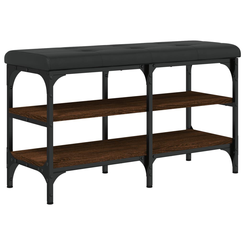 vidaXL skobænk 82x32x47 cm konstrueret træ brun egetræsfarve