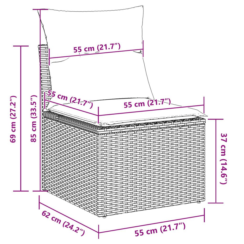 vidaXL 5 Stykke Have Sofa Sæt med Puder Grå Poly Rattan