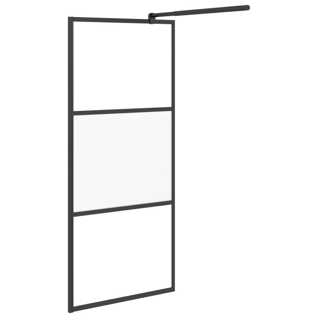 vidaXL brusevæg med hylde 80x195 cm sikkerhedsglas og aluminium sort