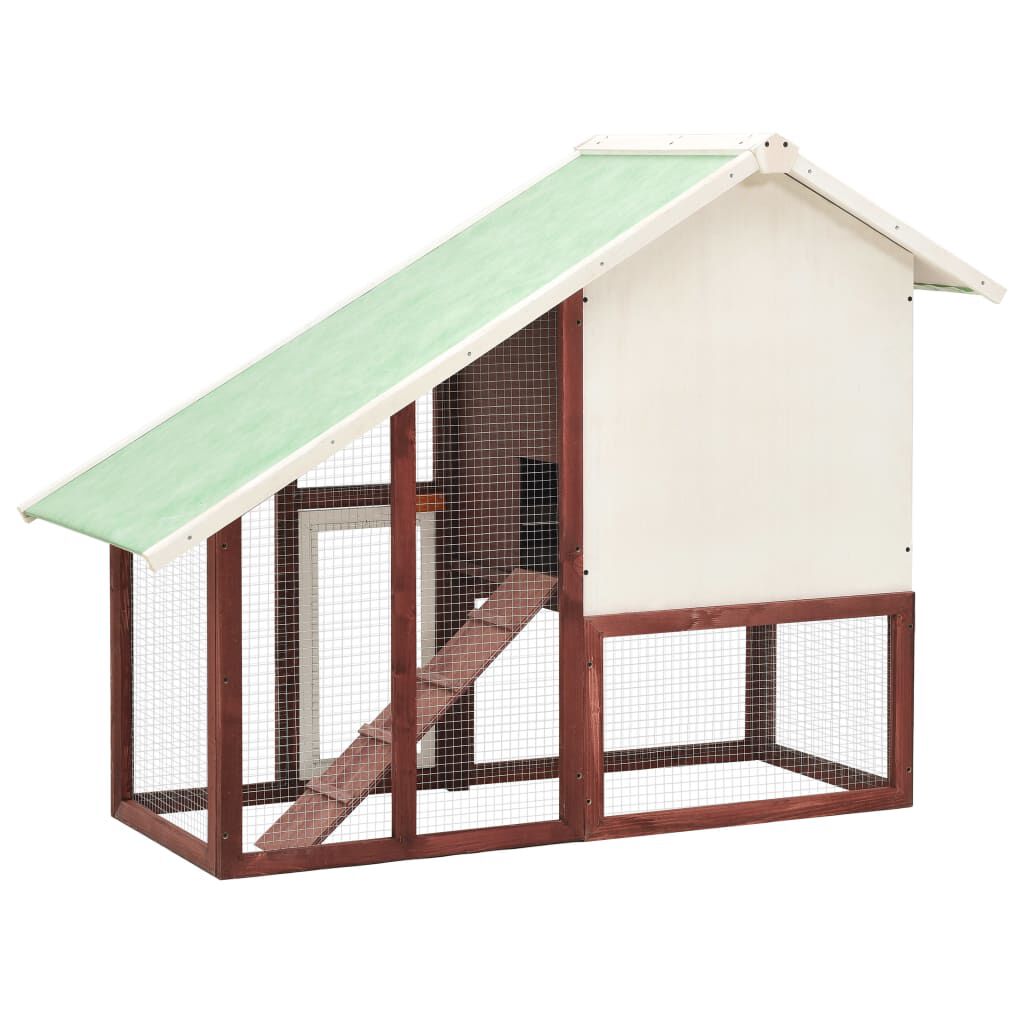 vidaXL kaninbur 140x63x120 cm massivt fyrretræ mokka og hvid