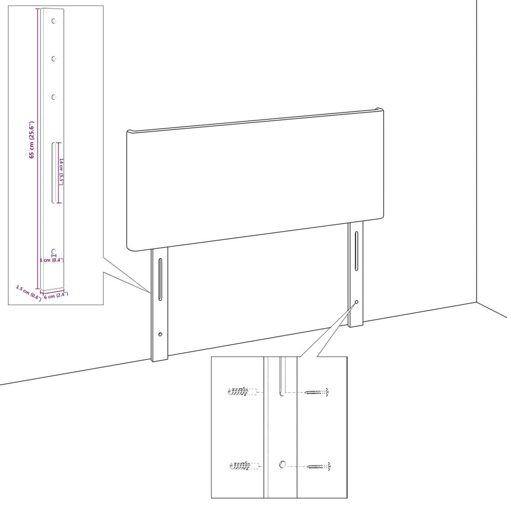 vidaXL Hovedgærde Linjedesign Creme 80 cm Stof