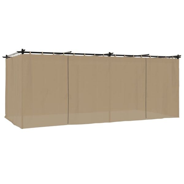 vidaXL pavillon 6x3 m med gardiner stål gråbrun