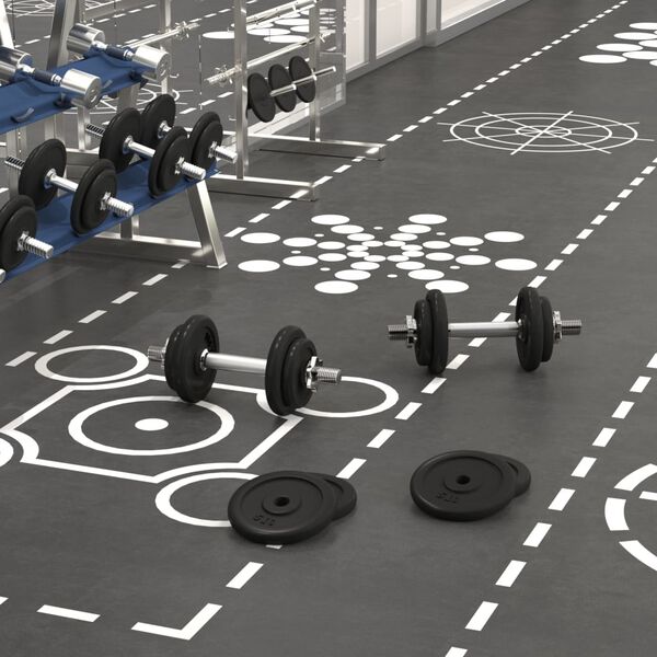 vidaXL vægtstang med skiver 40 kg støbejern og forkromet stål