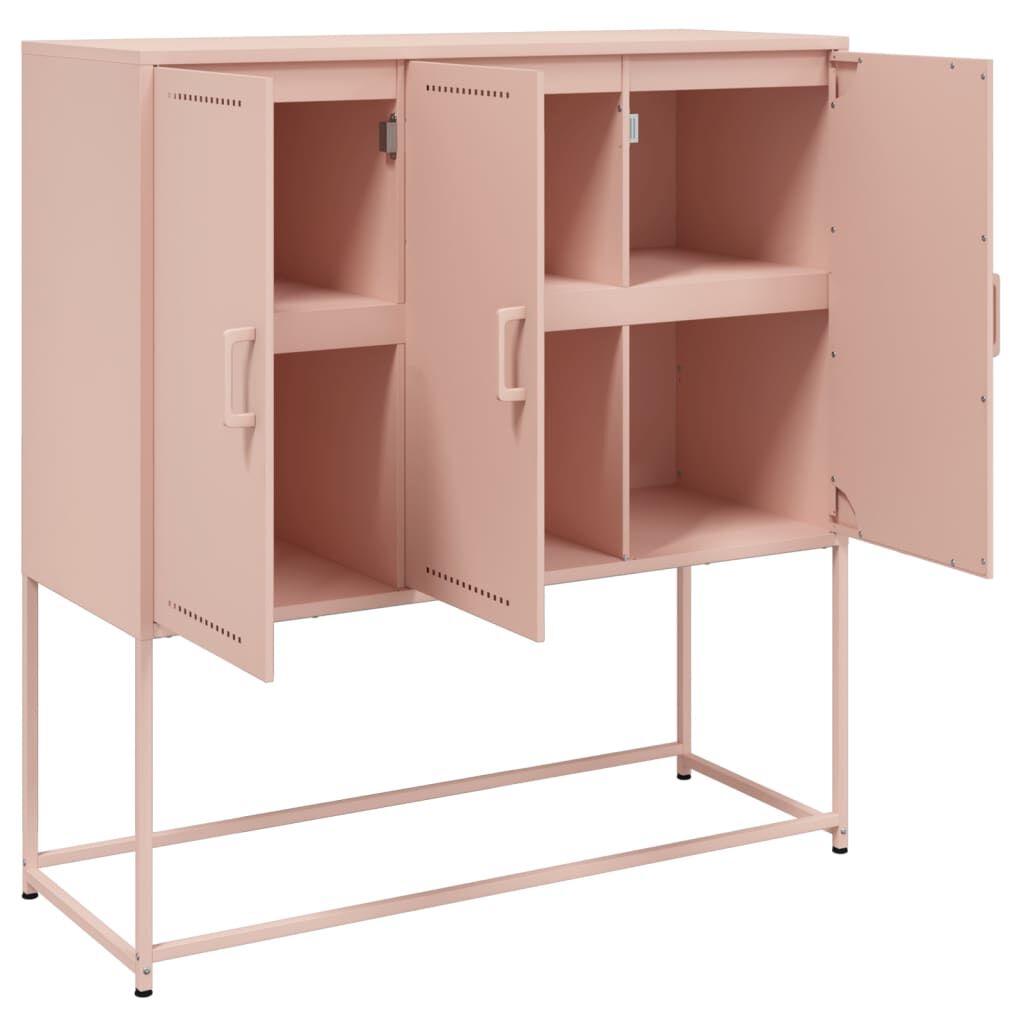 vidaXL højskab 100,5x39x107 cm stål lyserød