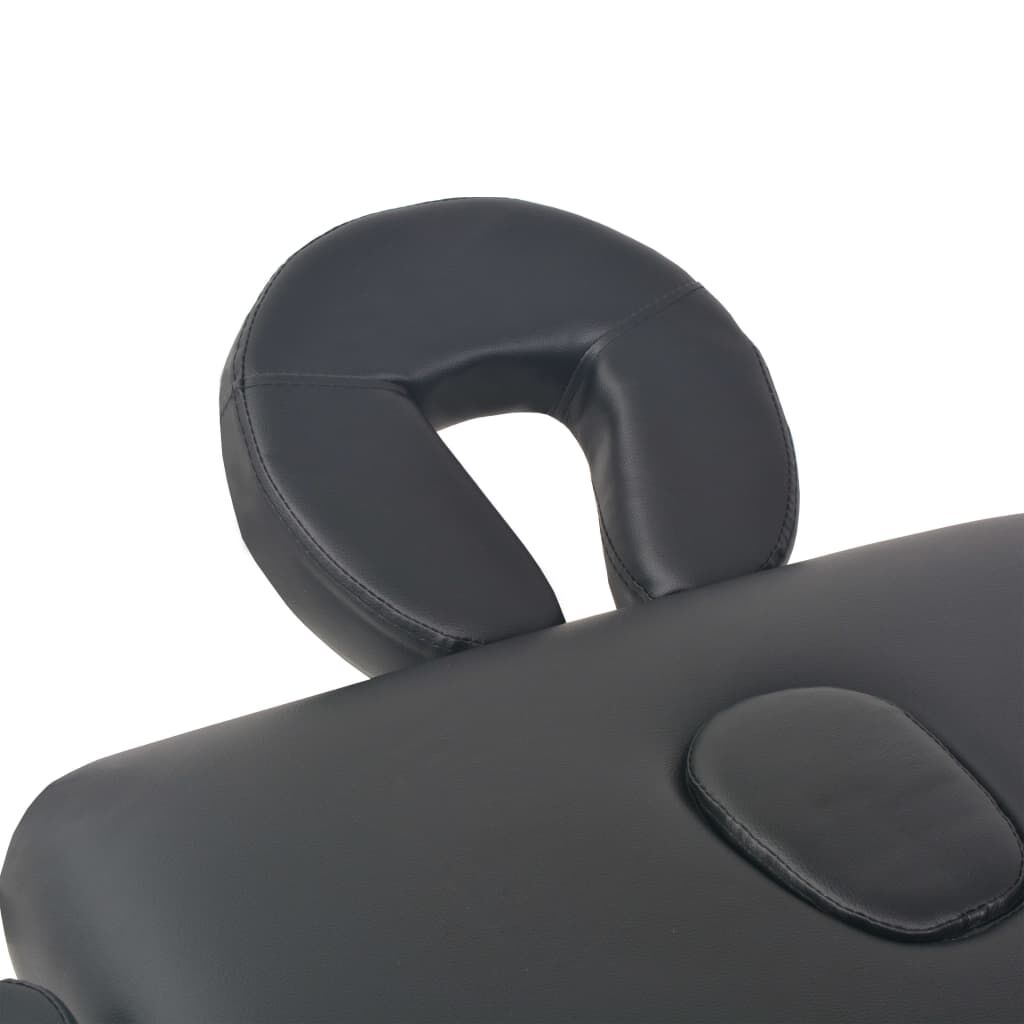 vidaXL foldbart massagebord med skammel 2 zoner 10 cm tyk hynde sort