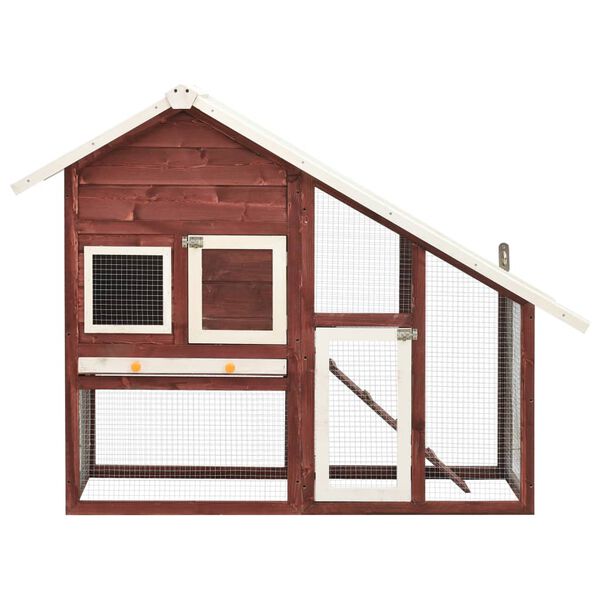 vidaXL kaninbur 140x63x120 cm massivt fyrretræ mokka og hvid