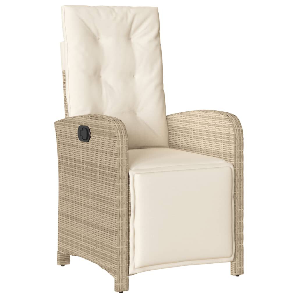 vidaXL bistrosæt til haven 3 dele med hynder polyrattan beige