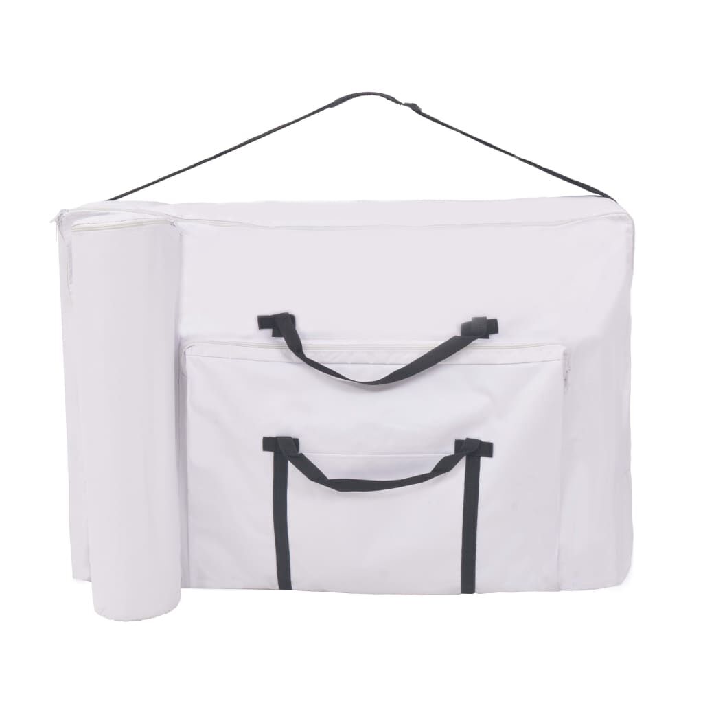 vidaXL sammenfoldeligt massagebord 3 zoner 10 cm tyk hynde hvid