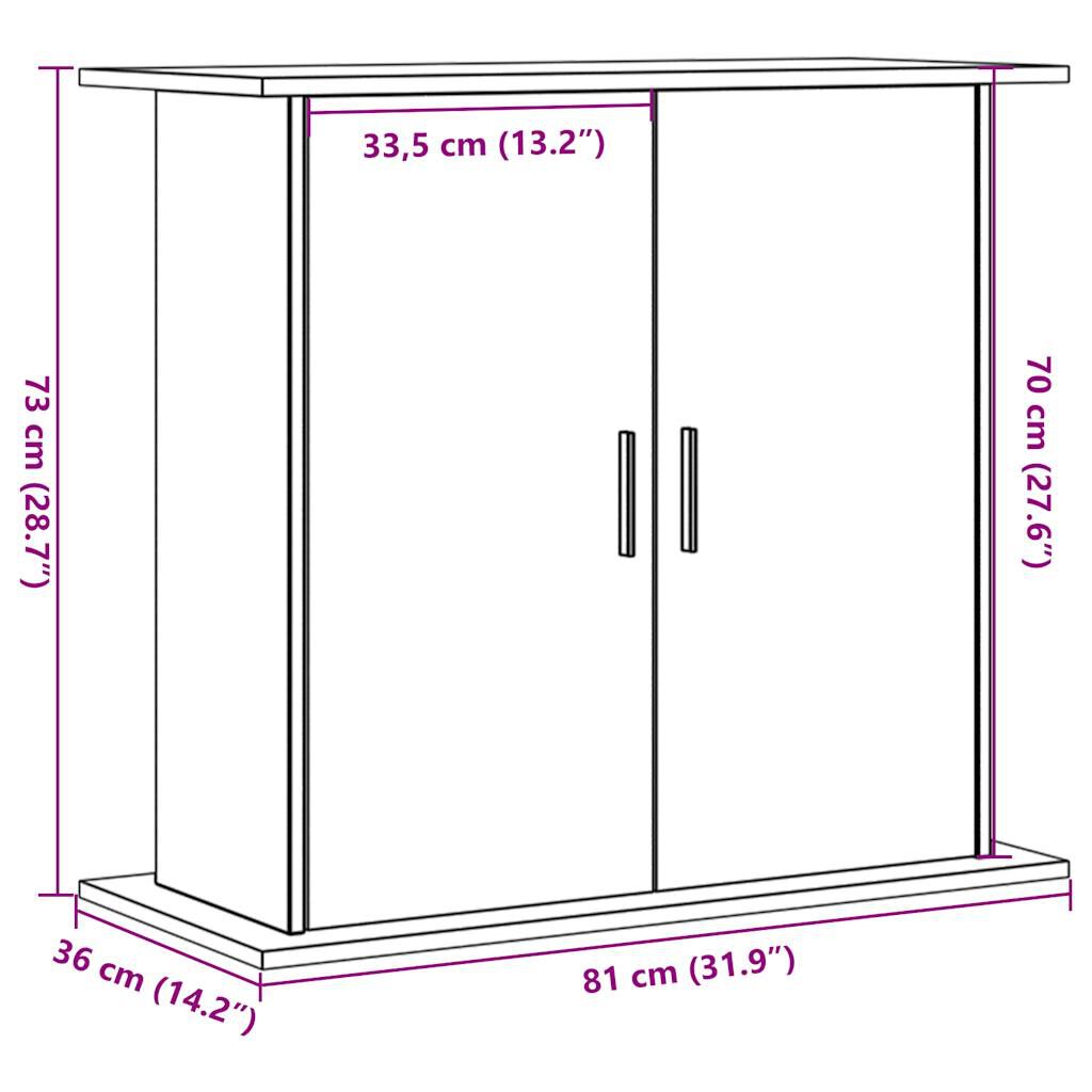 vidaXL akvariebord 81x36x73 cm konstrueret træ antikt eg