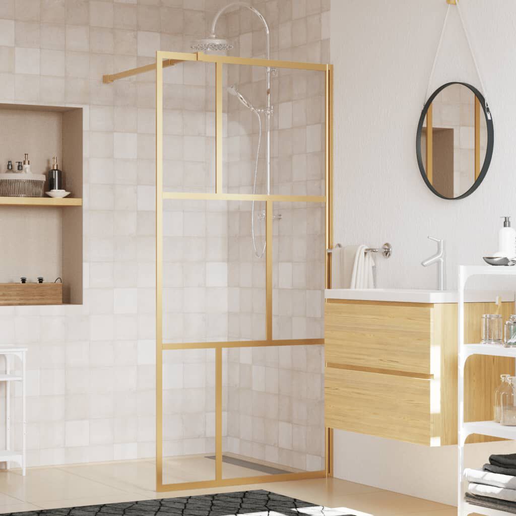 vidaXL brusevæg 80x195 cm klart sikkerhedsglas guldfarvet