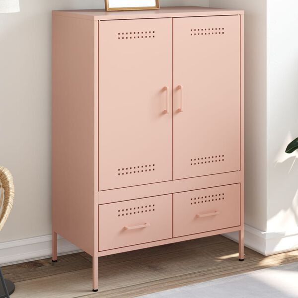 vidaXL skab 68x39x101,5 cm stål lyserød