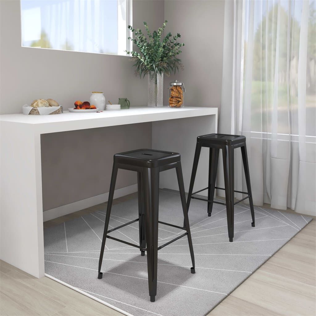 vidaXL barstole 2 stk. stabelbare metal sort