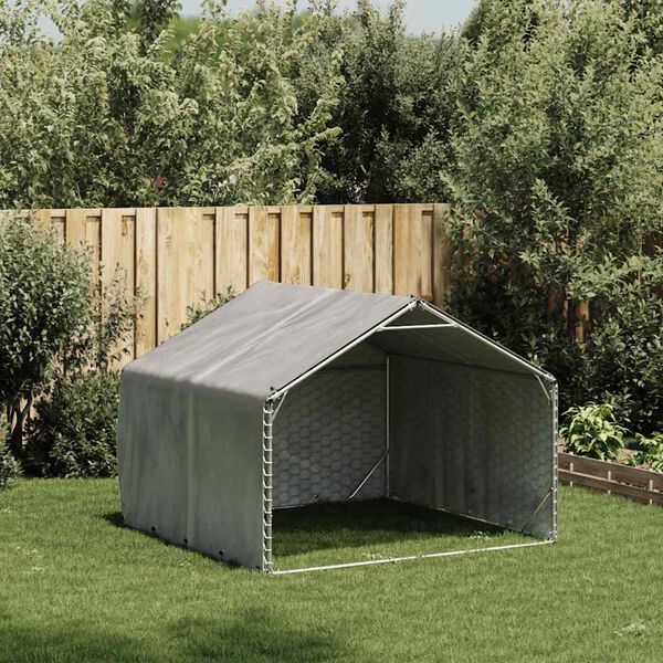 vidaXL udendørs hundegård med overdækning 2x2x1,5 m galvaniseret stål