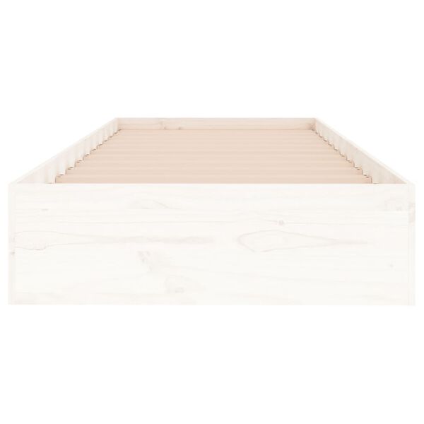 vidaXL sengeramme 75x190 cm Small Single massivt træ hvid