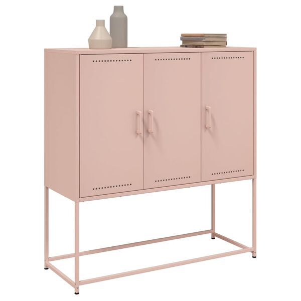 vidaXL højskab 100,5x39x107 cm stål lyserød