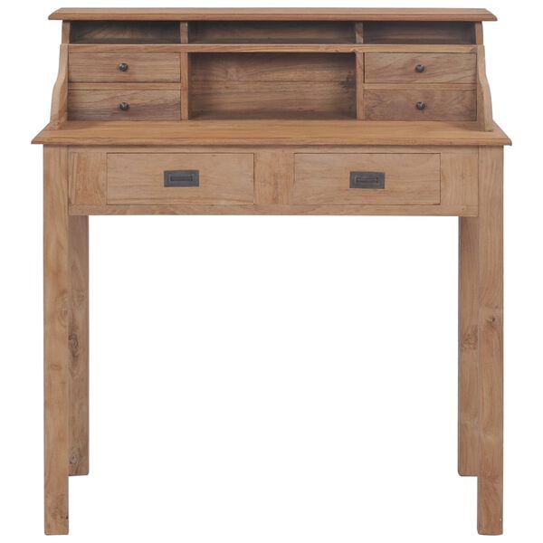 vidaXL skrivebord 90x50x100 cm massivt teaktræ