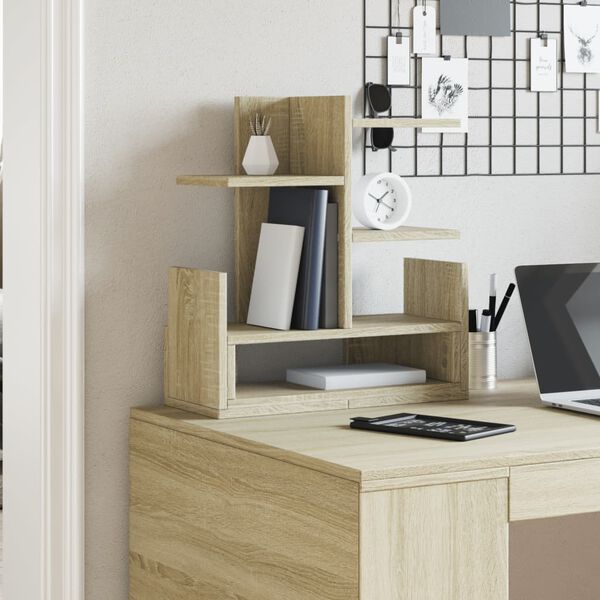 vidaXL hylde til skrivebord 49x20x52,5 cm konstrueret træ sonoma-eg