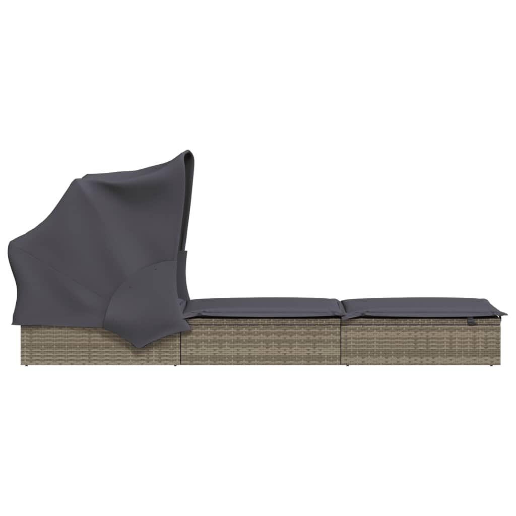 vidaXL liggestol med foldbart tag 213x63x97 cm polyrattan grå