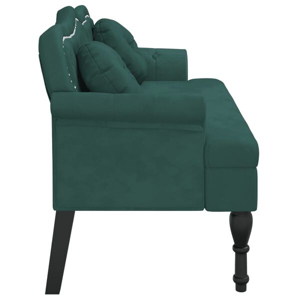 vidaXL bænk med hynder 120,5x65x75 cm velour mørkegrøn