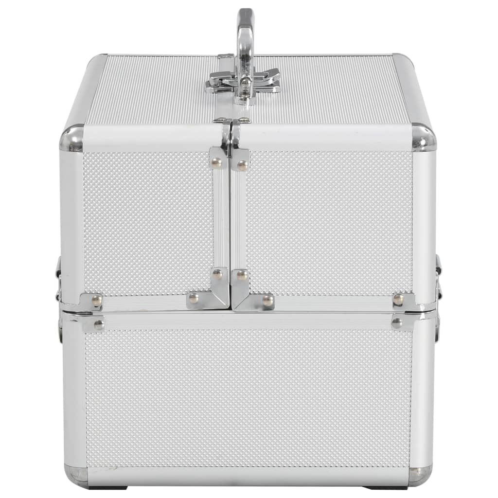vidaXL makeupkuffert 22 x 30 x 21 cm sølvfarvet aluminium