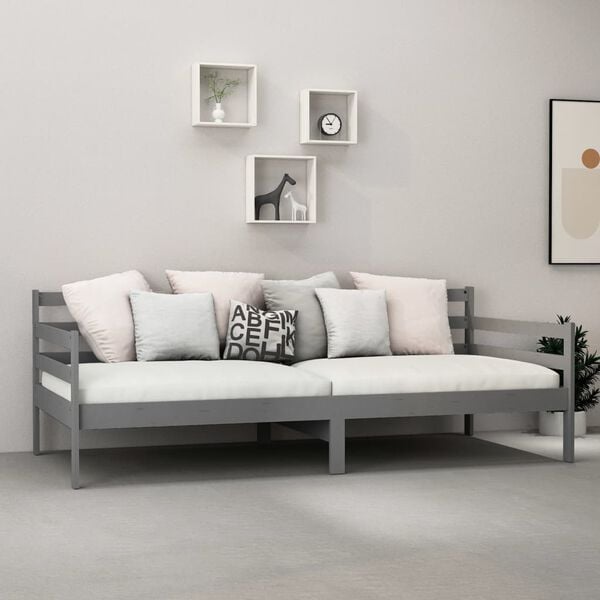 vidaXL daybed 90x200 cm massivt fyrretræ grå