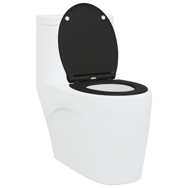 vidaXL Hurtigbetjent Toiletlåg med Blød Luk Duroplast Sort