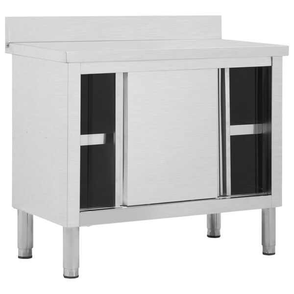 vidaXL arbejdsbord med skydelåger 100x50x(95-97) cm rustfrit stål