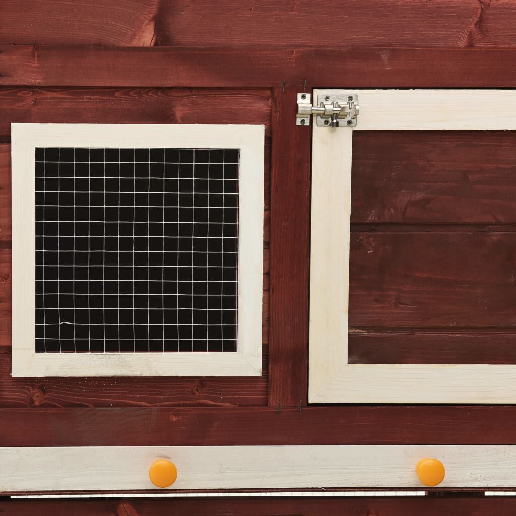vidaXL kaninbur 140x63x120 cm massivt fyrretræ mokka og hvid