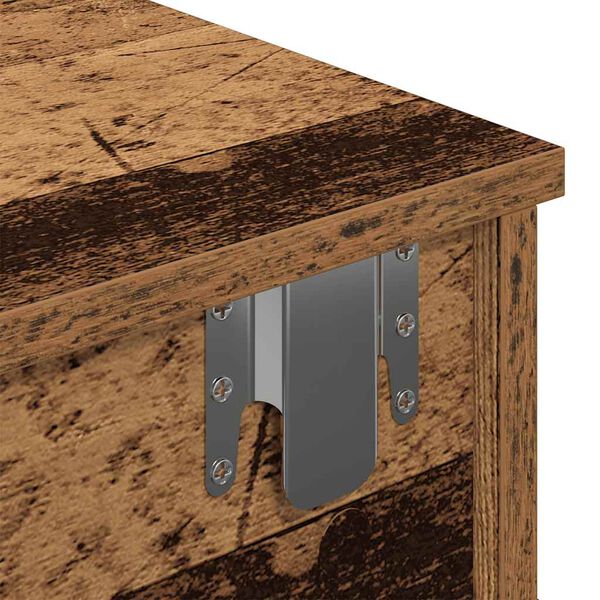 vidaXL væghylde med skuffer 60x28x15 cm konstrueret træ antikt træ