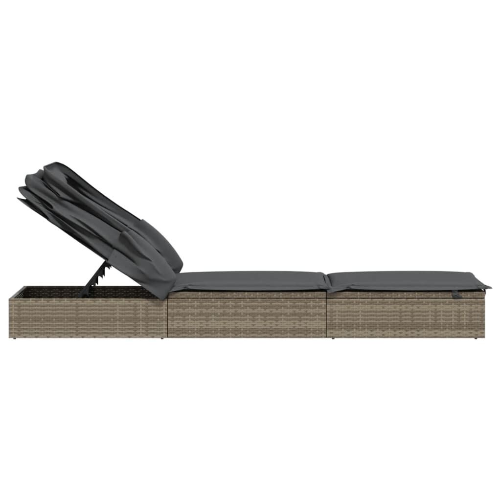 vidaXL liggestol med foldbart tag 213x63x97 cm polyrattan grå