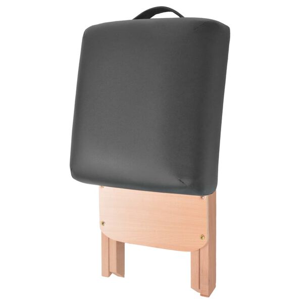 vidaXL foldbart massagebord med skammel 2 zoner 10 cm tyk hynde sort