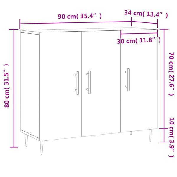 vidaXL skab 90x34x80 cm konstrueret træ hvid
