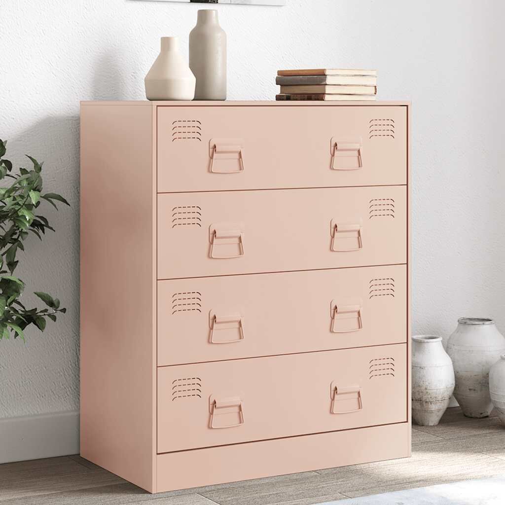 vidaXL skænk 67x39x83 cm stål lyserød