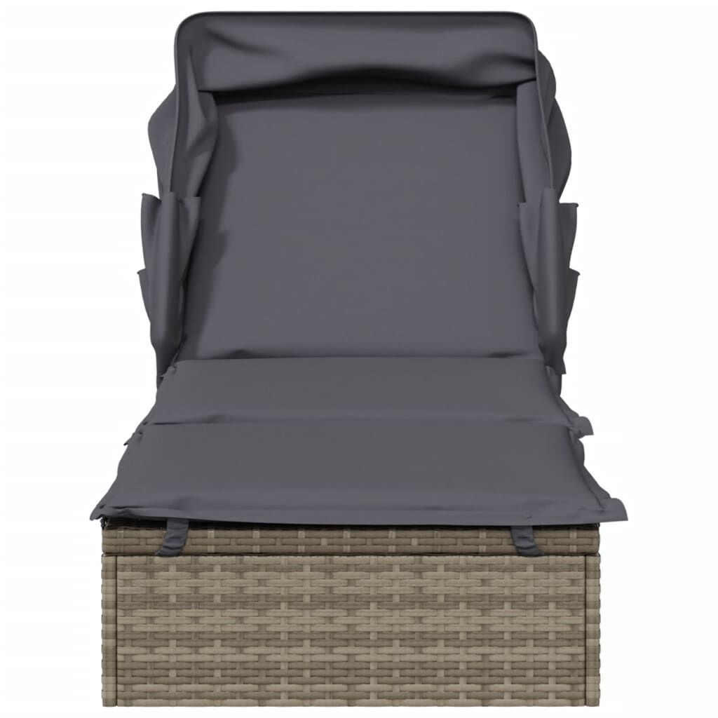 vidaXL liggestol med foldbart tag 213x63x97 cm polyrattan grå