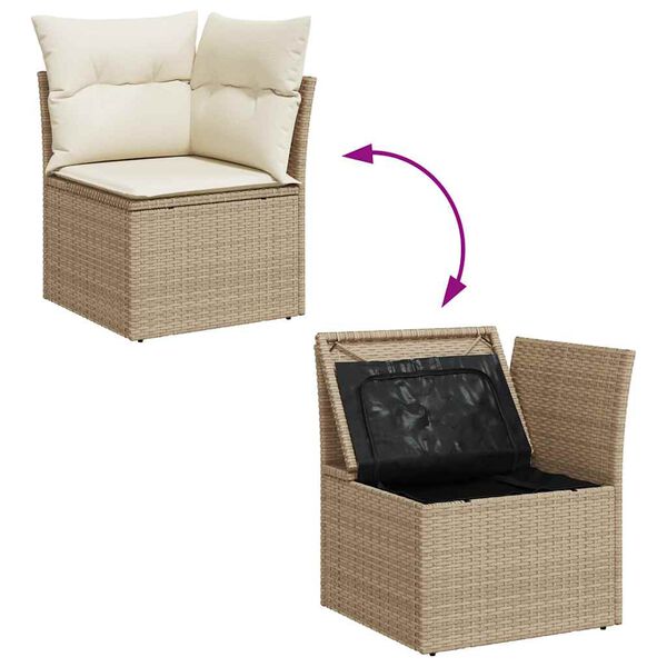 vidaXL sofasæt til haven 8 dele med hynder polyrattan akacietræ beige