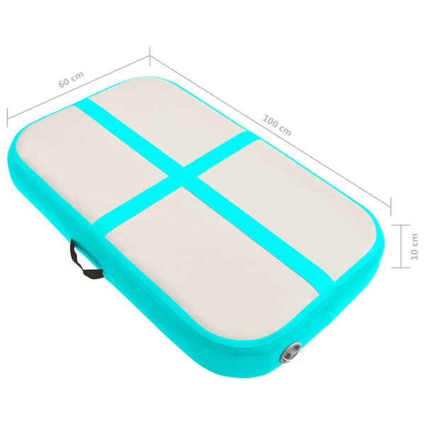 vidaXL oppustelig gymnastikmåtte med pumpe 60x100x10 cm PVC grøn