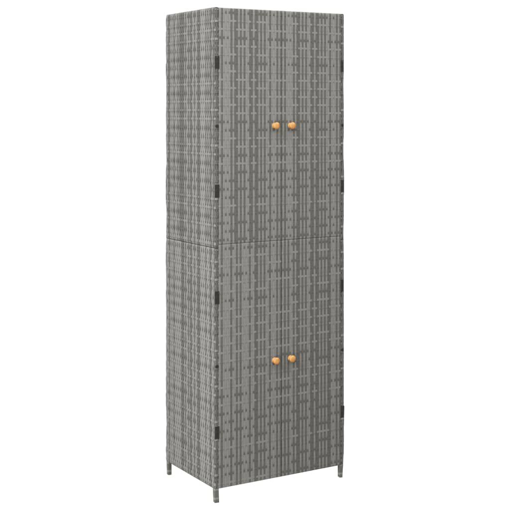 vidaXL opbevaringsskab til haven 59x40x180 cm polyrattan grå