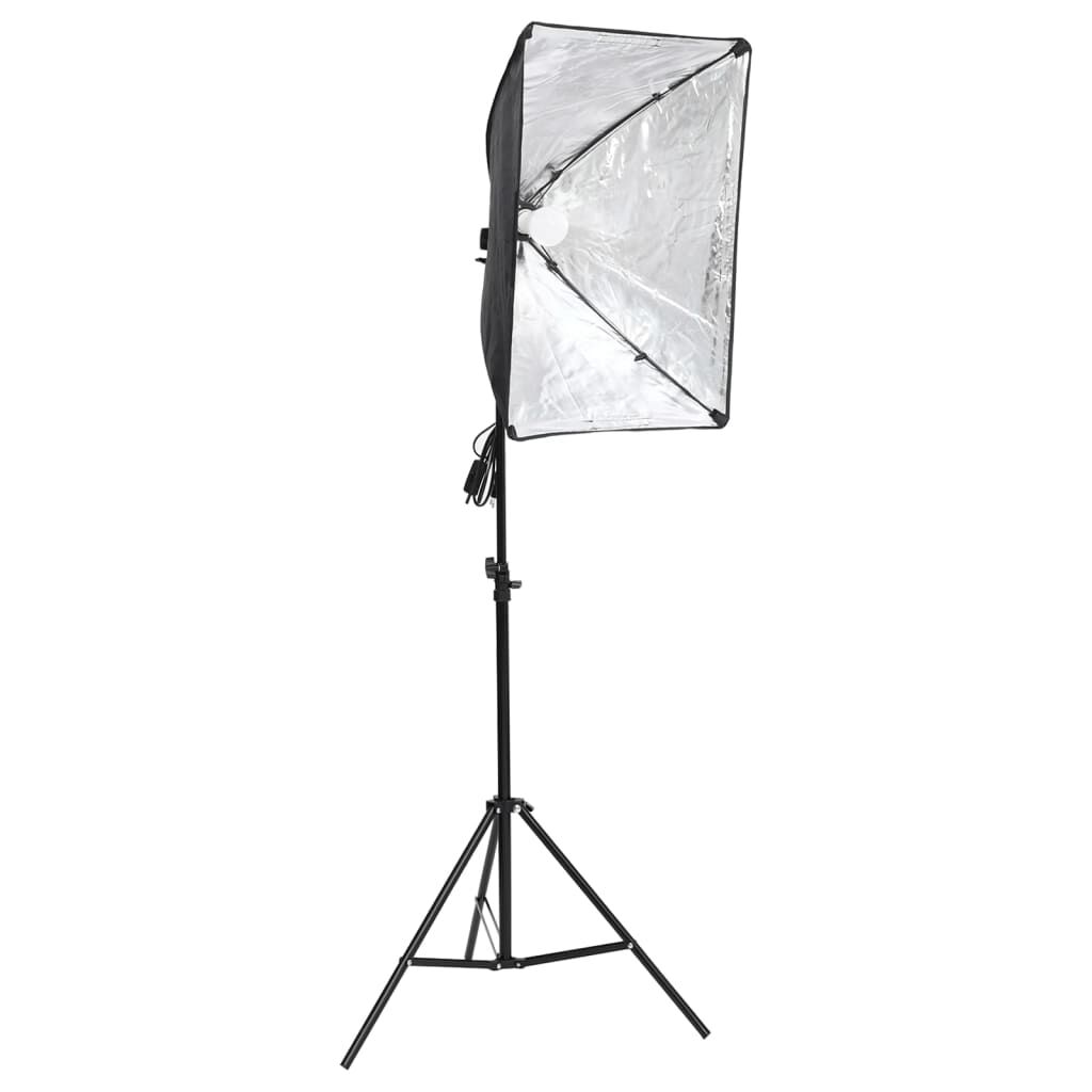 vidaXL fotostudiesæt med softboxlampe + baggrund og reflektor