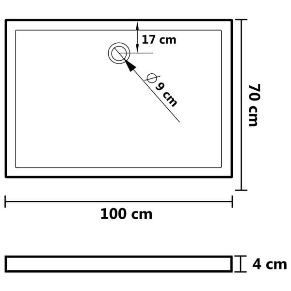 vidaXL brusekar med dupper 70x100x4 cm ABS hvid