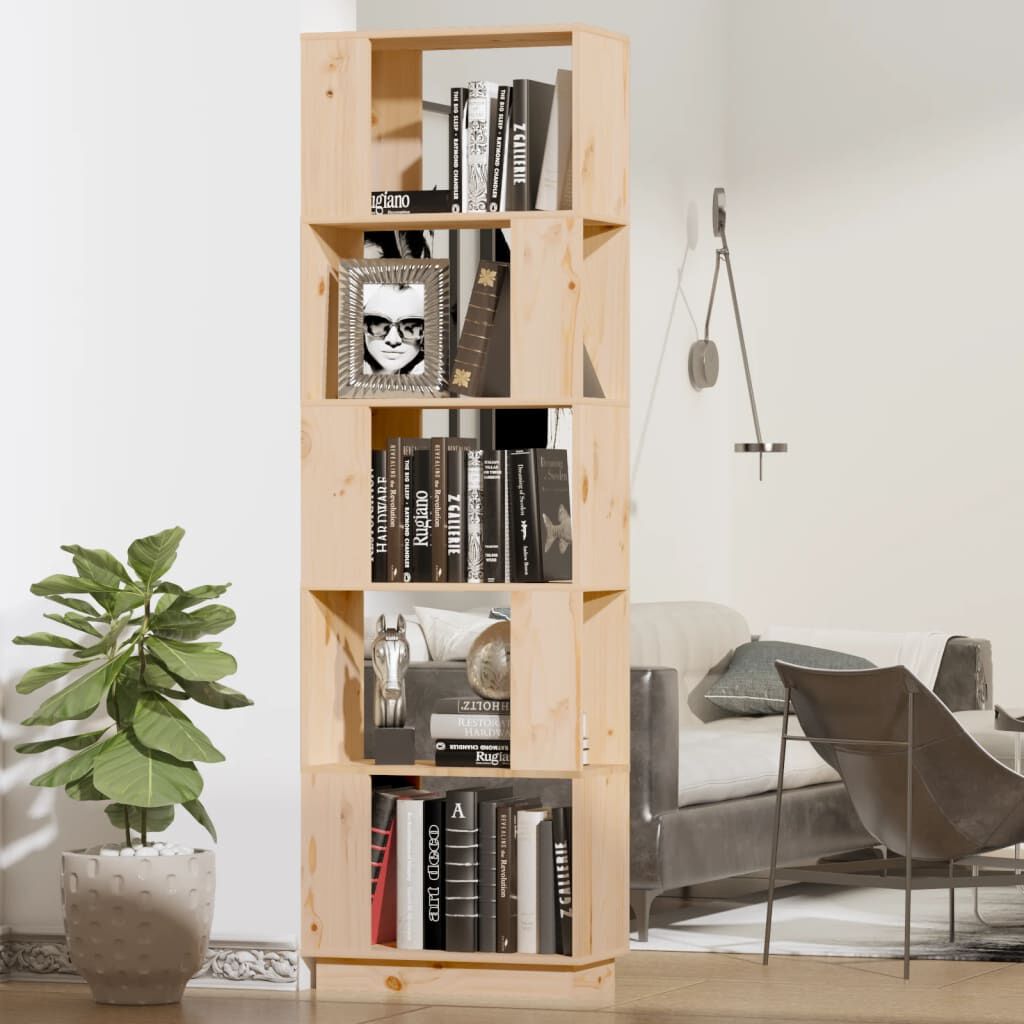 vidaXL bogreol/rumdeler 51x25x163,5 cm massivt fyrretræ