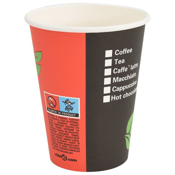 vidaXL papirkaffekopper 1000 stk. 12oz 300ml rød og sort