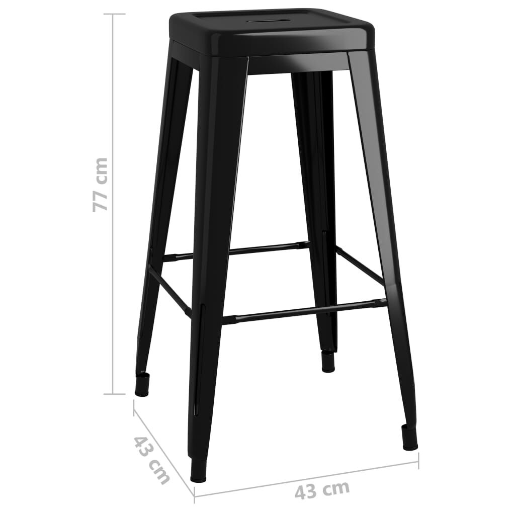vidaXL barstole 2 stk. stabelbare metal sort
