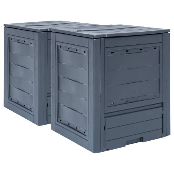 vidaXL kompostbeholdere til haven 2 stk. 60 x 60 x 73 cm 520 l grå